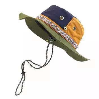 Шляпа Шляпа для приключений Шляпа для сафари Водоотталкивающая безумная модель Тирольская лента Карманный нейлон Регулируемый размер Всесезонный один размер подходит большинству [SWINGPLUS] оливковый