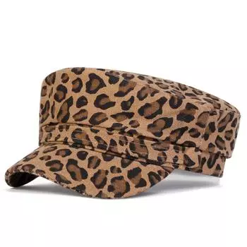 Шляпа темно-синего цвета с леопардовым принтом, уличная мода, берет с плоским верхом, мужская и женская, персонализированные шляпы, повседневные кепки коричневый