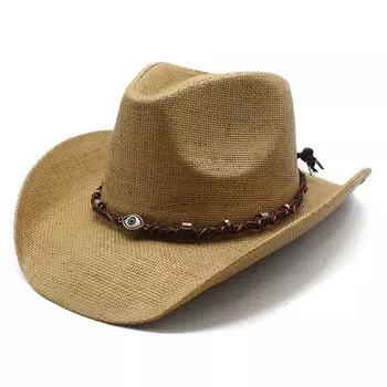 Шляпа в этническом стиле для уличной фотографии в стиле модерн, европейская и американская, весенне-летняя ковбойская шляпа для мужчин и женщин M56-58cm хаки