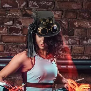 Шляпа в стиле стимпанк, джазовые шляпы на Хэллоуин с очками для женщин и мужчин, праздничный костюм для косплея, реквизит, украшение для вечеринки чёрный