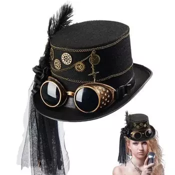 Шляпа в стиле стимпанк, джазовые шляпы на Хэллоуин с очками для женщин и мужчин, праздничный костюм для косплея, реквизит, украшение для вечеринки