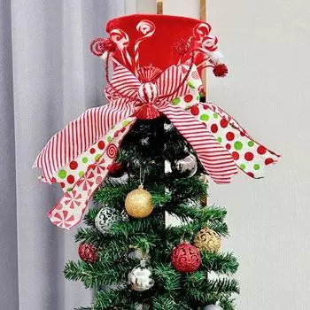 Шляпа в виде верхушки елки, красная бархатная шляпа с бантом в виде леденца на палочке A