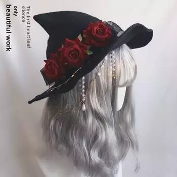 Шляпа ведьмы Лолиты Роуз с большим бантом 56-58 cm