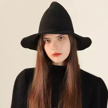 Шляпа ведьмы на Хэллоуин, эластичный материал, унисекс, однотонный, солнцезащитный, складной, карнавальный, маскарадный, косплей, представление, волшебник H чёрный