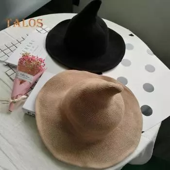 Шляпа ведьмы на Хэллоуин, эластичный материал, унисекс, однотонная, солнцезащитная, складная, карнавальная, маскарадная, для косплея, для выступлений, шляпа волшебника хаки