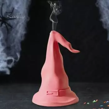 Шляпа ведьмы на Хэллоуин, курильница для благовоний, длинная заостренная шляпа волшебника, держатель для благовоний из смолы, украшение для рабочего стола, праздничный подарок белый