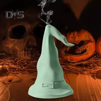 Шляпа ведьмы на Хэллоуин, курильница для благовоний, длинная заостренная шляпа волшебника, держатель для благовоний из смолы, украшение для рабочего стола, праздничный подарок белый