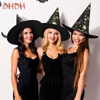 Шляпа ведьмы на Хэллоуин, маскарадная шляпа волшебника, реквизит для ролевых игр, унисекс, остроконечная шляпа, костюмы для вечеринок на Хэллоуин, реквизит, принадлежности для декора жёлтый