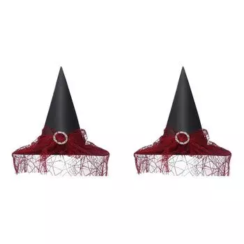Шляпа ведьмы на Хэллоуин Мини-остроконечная шляпа ведьмы для косплей-вечеринки на Хэллоуин (красный) .