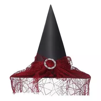 Шляпа ведьмы на Хэллоуин Мини-остроконечная шляпа ведьмы для косплей-вечеринки на Хэллоуин (красный)