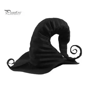 Шляпа ведьмы на Хэллоуин, повседневная одежда, черная магическая шерстяная шляпа ведьмы, костюм для косплея на Хэллоуин, женский аксессуар для наряда A