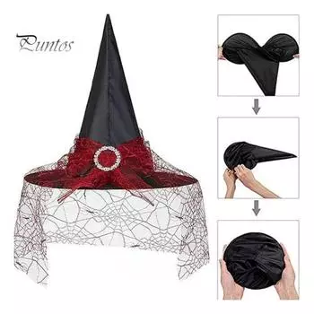 Шляпа ведьмы на Хэллоуин с сетчатым чехлом, уникальный костюм для косплея, реквизит для макияжа на Хэллоуин, принадлежности для маскарада фиолетовый