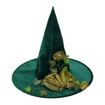 Шляпа ведьмы с розовым кружевом, декор, Хэллоуин, зеленая вечеринка, косплей, шляпа, магическая тайна, ролевая игра, шляпа ведьмы, аксессуар для костюма зелёный