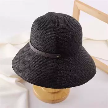 Шляпа-ведро из хлопка и льна, женская, лето 2025, модная, новая, солнцезащитная, пляжная, тонкая, универсальная, соломенная шляпа, солнцезащитная шляпа M56-58cm хаки