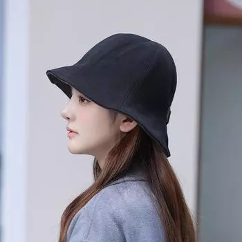 Шляпа-ведро модная универсальная легкая роскошная модная большая окружность головы показывающая лицо маленькая шляпа-ведро женская осень и зима складная маленькая свежая M (56-58cm) square discount хаки