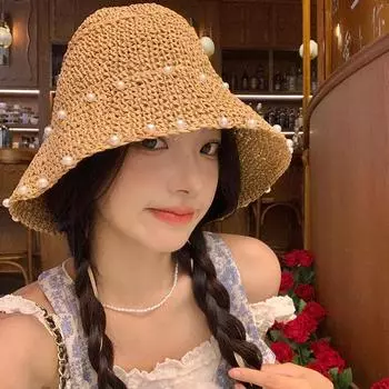 Шляпа-ведро с большими полями, летняя женская соломенная шляпа на шнуровке, пляжная, с изображением лица, маленький соломенный козырек M56-58cm