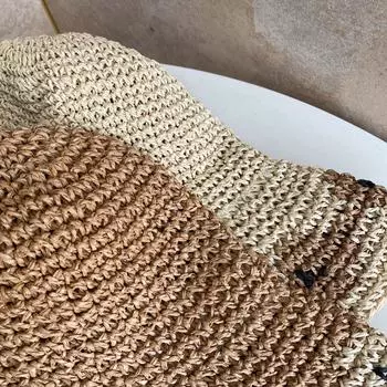 Шляпа-ведро с цветочным краем, женская, маленькая, свежая, универсальная, соломенная шляпа для отдыха на море, широкополая шляпа от солнца M56-58cm хаки