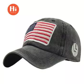 Шляпа выстиранная старая бейсболка с алфавитом универсальная модная мужская женская кепка из чистого хлопка с американским флагом красный