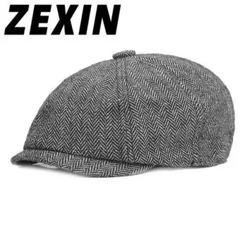 Шляпа ZEXIN, весенне-осенний берет с печатью, мужская шляпа художника, литературная ретро-шляпа в Европе и США 56-58cm