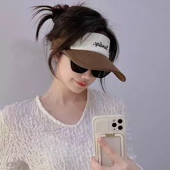 Шляпа Женщина Интернет знаменитость тот же утиный язык пустой цилиндр летняя можно завязать хвостик спортивная солнцезащитная шляпа от солнца Adjustable чёрный