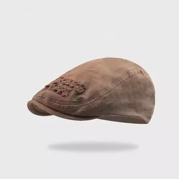 Шляпа женская 2025 новая литературная и ретро шляпа вперед тонкий дышащий берет с утиным язычком милая шляпа газетчика художника M56-58cm чёрный