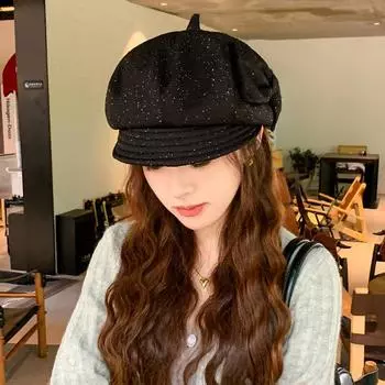 Шляпа женская иностранного стиля модный дизайн Sense Bow Niche кепка подходит для круглого лица маленькая восьмиугольная шляпа