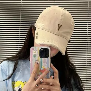 Шляпа женская летняя дырка трехмерная вышивка дышащая солнцезащитная шляпа спортивная на открытом воздухе лицо маленькая мягкая кепка мужская M56-58cm