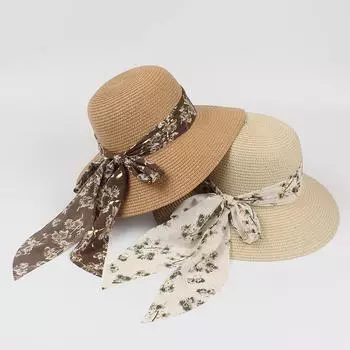 Шляпа женская летняя корейская универсальная молодежная соломенная шляпа для сбора чая на открытом воздухе солнцезащитная шляпа для пляжа, пляжа, дышащая, прохладная шляпа M56-58cm молочный белый