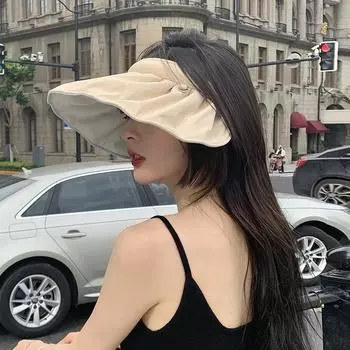 Шляпа женская летняя пустая верхняя крышка лицо защита от УФ-излучения велосипедная повязка на голову защитная от УФ-излучения шляпа прилив M56-58cm бежевый