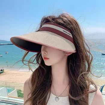 Шляпа женская летняя с защитой от ультрафиолета, большой козырек от солнца, пустая цилиндрическая шляпа, складная, для путешествий на открытом воздухе, соломенная шляпа от солнца