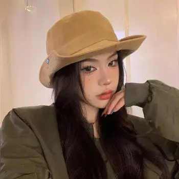 Шляпа женская летняя шляпа-ведро солнцезащитный козырек модная весенне-осенняя шляпа для отдыха на природе ковбойская шляпа альпинистская шляпа 54-58cm серый