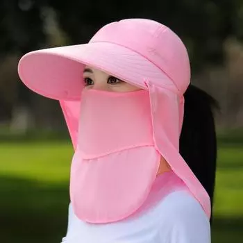 Шляпа женская летняя солнцезащитная маска солнцезащитный козырек закрывает все лицо защита от ультрафиолета большой карниз строительная площадка сбор чая шляпа от солнца One Size (Adjustable)