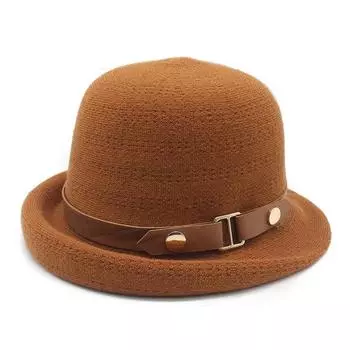 Шляпа женская модная закрученная шляпа-цилиндр вязаная соломенная шляпа дышащая теплая шляпа для мам шляпа от солнца M56-58cm коричневый