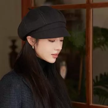 Шляпа женская однотонная восьмиугольная шляпа британский ретро берет простая модная универсальная шляпа художника