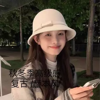 Шляпа женская осенне-зимняя французская ретро-шляпа в стиле Хепберн, элегантная модная знаменитая шляпа с ароматом, шерстяная шляпа-тазик One Size