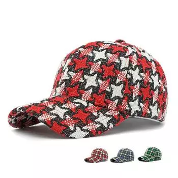 Шляпа женская осенне-зимняя толстая теплая вязаная бейсболка солнцезащитный крем солнцезащитная кепка панама с хвостиком синий