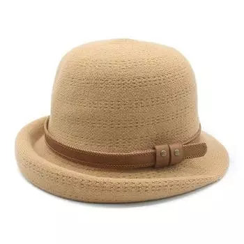 Шляпа женская осенняя закрученная поясная шляпа в иностранном стиле с защитой от ультрафиолета модная солнцезащитная шляпа M56-58cm коричневый