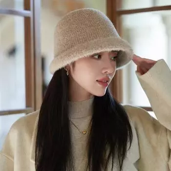 Шляпа женская плюшевая панама, зимняя теплая шляпа-умывальник, модная универсальная панама