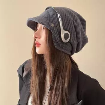 Шляпа женская японская однотонная универсальная перчаточная шапка теплая шапка баотоу холодная шапка шапка для родов