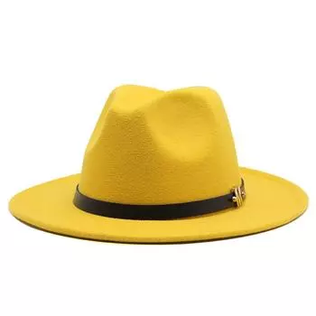 Шляпа Женская шерстяная шляпа-цилиндр с плоскими полями Детская британская шляпа M Standard Black Jazz M56-58cm темно-серого