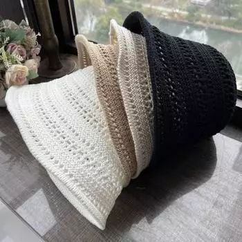 Шляпа женская весенне-летняя полая дышащая панама ретро сетчатая крутая солнцезащитная шляпа солнцезащитный козырек универсальная шляпа для бассейна M56-58cm белый