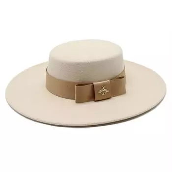 Шляпа знаменитости легкая роскошная шерстяная шляпа-цилиндр шерстяная шляпа с большим карнизом 10 см британская шляпа с плоским верхом и большим краем M56-58cm белый