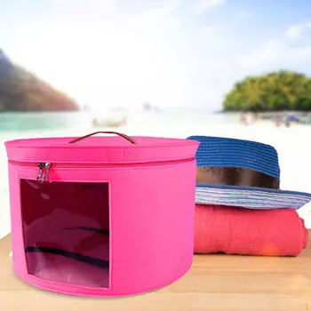 Шляпная коробка фетровая круглая портативная для женщин и мужчин ящик для хранения декоративный органайзер для шкафа путешествия 43x26cm розовый