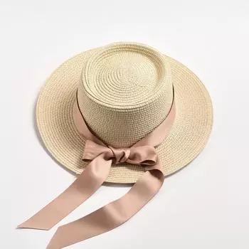 Шляпы для женщин с плоским верхом и бантом, элегантные соломенные шляпы от солнца, летняя солнцезащитная пляжная шляпа Gorras Hombre 56-58cm