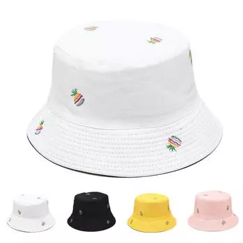 Шляпы от солнца для мужчин и женщин, двухсторонние шляпы от солнца с вышивкой ананаса, дорожные панамы One Size жёлтый