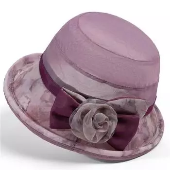 Шляпы от солнца для пожилых людей среднего возраста Весна-лето Солнцезащитная шляпа из органзы с чернильным принтом Рыбацкая шляпа Детская солнцезащитная шляпа для бассейна Шляпа от солнца для матери M56-58cm фиолетовый