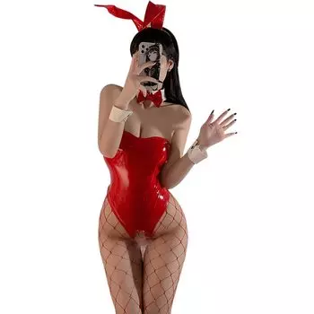 SHLYMP Bunny Girl Bunny High Photo Rabbit Ears Free Red Cosplay, Sexy, Erotic, Erotic, Extreme, Perforated, Lingerie, Underwear, Costume, Rabbit,