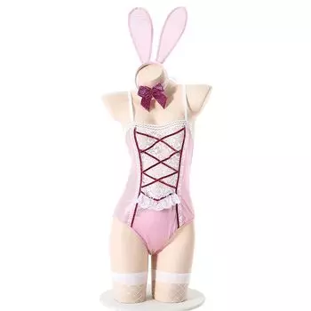 SHLYMP Bunny Girl Bunny Sexy Cosplay Erotic Extreme Erotic Training Temptation Little Devil Maid Uniform Maid Lingerie Underwear Costume Bodycon Open