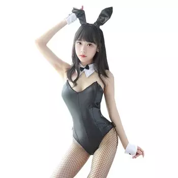 SHLYMP Bunny Girl Сексуальное Эротическое Косплей Чрезвычайно Озорное Нижнее Белье Нижнее Белье Униформа Горничной Грудь Открытая Костюм Кролика Высокий Нога Трико Кожаный Костюм