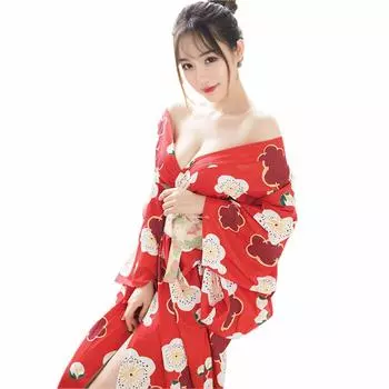 SHLYMP Японский Экстремально Детский Открытый Ямато Японский Японский Привлекательный Один Один Размер Подходит Большинству Вишневый Юката, Кимоно, Косплей, Сексуальный, Эротический, Эротический, красный